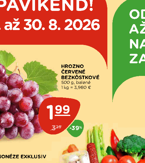 HROZNO ČERVENÉ BEZKÔSTKOVÉ