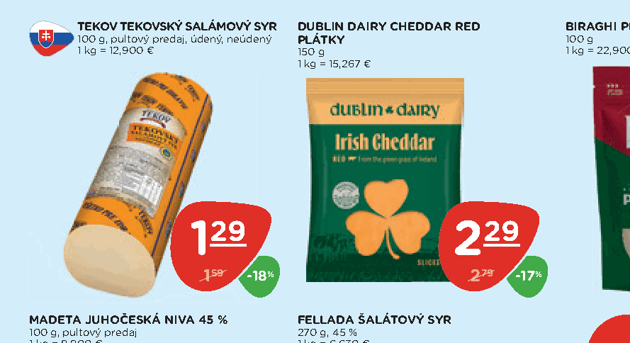TEKOV TEKOVSKÝ SALÁMOVÝ SYR DUBLIN DAIRY CHEDDAR RED PLÁTKY
