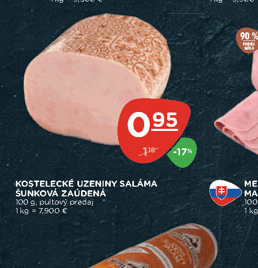 KOSTELECKÉ UZENINY SALÁMA ŠUNKOVÁ ZAÚDENÁ