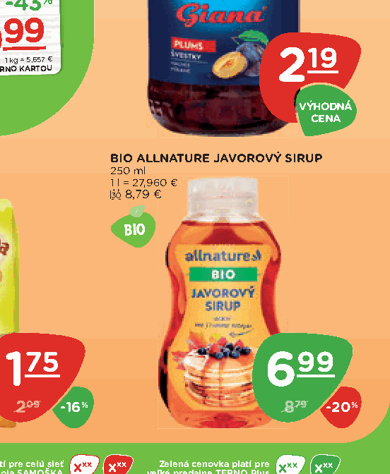 BIO ALLNATURE JAVOROVÝ SIRUP