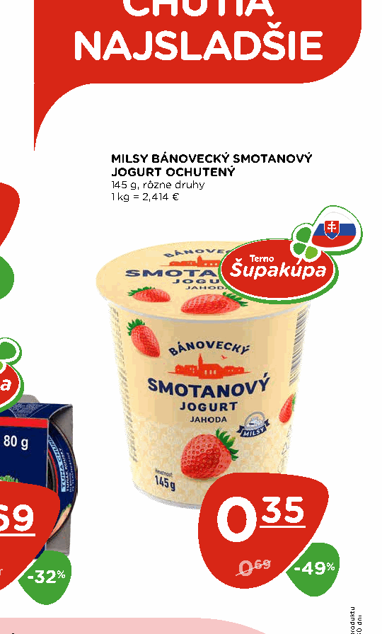 MILSY BÁNOVECKÝ SMOTANOVÝ JOGURT OCHUTENÝ