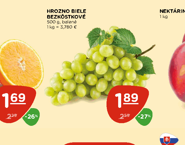 HROZNO BIELE BEZKÔSTKOVÉ