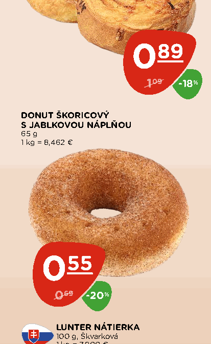 DONUT ŠKORICOVÝ S JABLKOVOU NÁPLŇOU