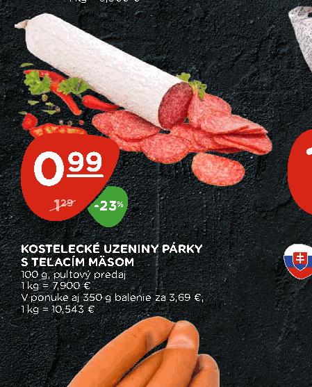 KOSTELECKÉ UZENINY PÁRKY S TEĽACÍM MÄSOM
