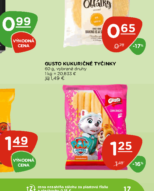 GUSTO KUKURIČNÉ TYČINKY