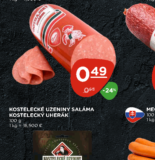 KOSTELECKÉ UZENINY SALÁMA KOSTELECKÝ UHERÁK