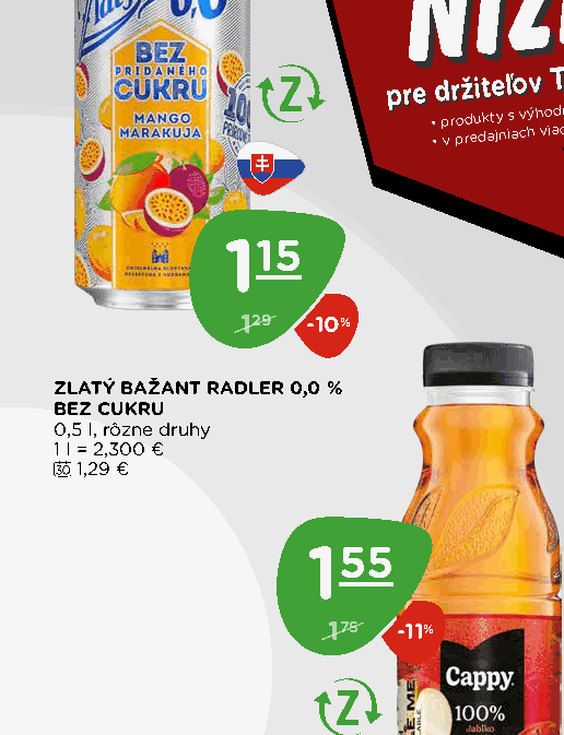 ZLATÝ BAŽANT RADLER 0,0 % BEZ CUKRU