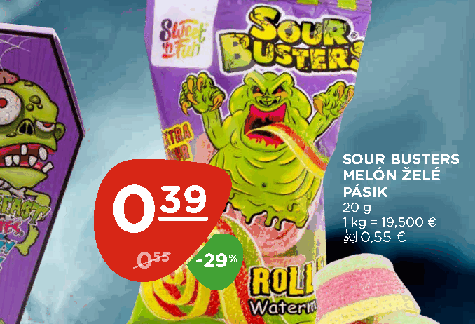 SOUR BUSTERS MELÓN ŽELÉ PÁSIK