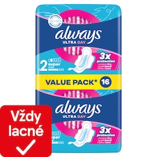 Always Ultra Day Super hygienické vložky (veľkosť 2) vložky s krídelkami 16 ks]