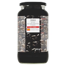Tesco Čierne vykôstkované olivy v slanom náleve 880 g