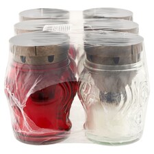 Náhrobný kahanec so sviečkou sklenený 6 x 30 g