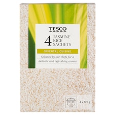 Tesco Jazmínová ryža dlhozrnná lúpaná vo varných vreckách (4 x 125 g) 500 g