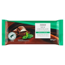 Tesco Mliečna čokoláda s náplňou s mätovou príchuťou 100 g