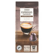 Tesco Espresso pražená mletá káva v kapsulách 10 ks 54 g