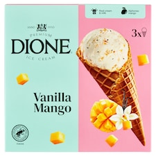 Dione Vanilla Mango zmrzlina s chia semienkami vo vaflovom kornútku 3 ks 390 ml