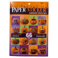 Samolepky s halloweenskymi tekvicovými tvárami 66 ks