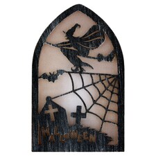 Halloweenská dekorácia so svetlami v tvare domu