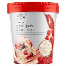 Tesco Finest Mrazený krém smotanový s mascarpone a s malinovou omáčkou 500 ml
