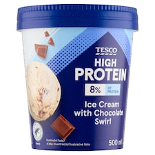 Tesco High Protein mrazený krém mliečny s vanilkovou príchuťou s čokoládovou polevou 500 ml