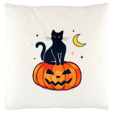 Carbotex Halloween vankúš so vzorom tekvice a čiernej mačky 40 x 40 cm