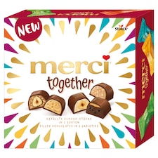 merci Together kolekcia plnených bonbónov z mliečnej čokolády 175 g