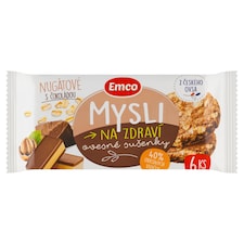 Emco Mysli na Zdraví Ovsené sušienky s príchuťou nugátu a čokoládou 6 ks 60 g
