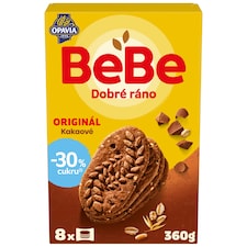 Opavia BeBe Dobré ráno kakaové -30 % cukru sušienky s 5 celozrnnými cereáliami multibalenie 360 g