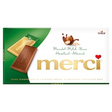 merci mliečna čokoláda s lieskovými orieškami a mandľami 100 g