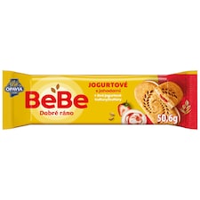 Opavia BeBe Dobré ráno s jogurtom a jahodami sušienky s 5 celozrnnými cereáliami balenie 50.6 g