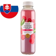 Tesco Nesýtený ovocný nápoj s malinovým pyré, hroznovou šťavou, kúskami aloe vera 400 ml