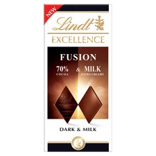 Lindt Excellence Fusion extra horká čokoláda a mliečna čokoláda 100 g