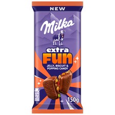 Milka Jelly Biscuits mliečna čokoláda s gumovými medvedíkmi, perlami a chrumkavou sušienkou 150 g
