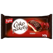 Figaro Čokopiškoty so želé s višňovou príchuťou polomáčané v čokoláde 147 g