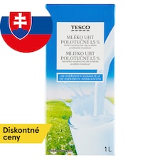 Tesco Mlieko UHT polotučné 1,5 % 1 l