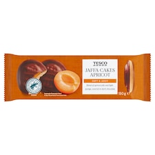 Tesco Piškóty s marhuľovým želé polomáčané v horkej čokoláde 150 g
