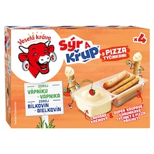 Veselá Kráva Sýr a Křup Lahodný syr & tyčinky s pizza príchuťou 4 x 35 g