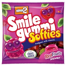 nimm2 Smilegummi Softies Red Fruits mäkké plnené želé s ovocnou príchuťou a vitamínmi 90 g