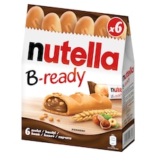 Nutella B-ready Oblátka plnená nátierkou z lieskovcov a kakaa a malými pšeničnými chrumkami 6 x 22 g