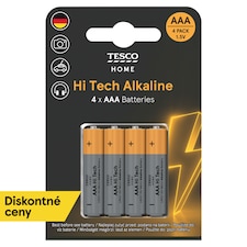 Tesco Home Hi Tech alkalické batérie AAA 4 ks