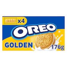 OREO Golden sušienky s náplňou s vanilkovou príchuťou vhodné pre vegetariánov 16 sušienok 176 g
