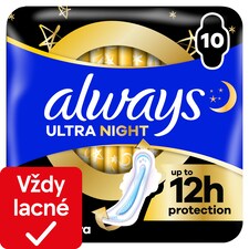 Always Ultra Secure Night Extra hygienické vložky (veľkosť 5) vložky s krídelkami 10 ks]