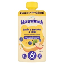 Hamánek Dojčenská výživa jablko s banánom, čučoriedkou a pšenom 100 g