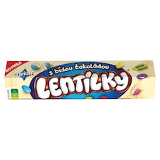 ORION LENTILKY Dražé z bielej čokolády, krabička 34 g